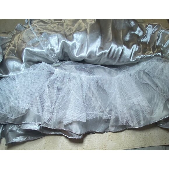 Silver Beaded Tulle Dress Halter Neckline Fairy Witchy Prom Wedding Princess - Picture 9 of 12